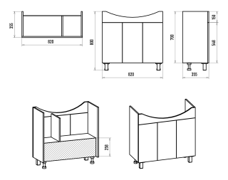 Напольная тумба под раковину Misty Изео 85см белый